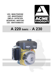 ACME motori A 230 Mode D'emploi Et D'entretien