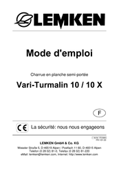 LEMKEN Vari-Turmalin 10 Mode D'emploi
