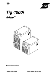 ESAB Aristo Tig 4000i Manuel D'instructions