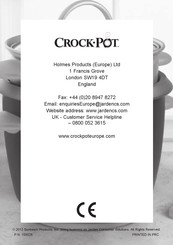 Crock-Pot CKCPRC4725 Guide D'utilisation