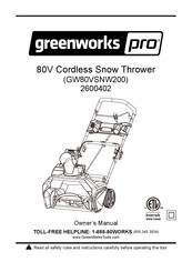 GreenWorks Pro GW80VSNW200 Guide D'utilisation