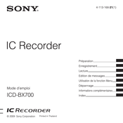 Sony ICD-BX700 Mode D'emploi