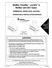 Pentair PowerMax Guide D'installation Et D'utilisation