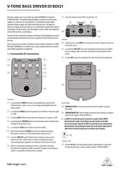 Behringer V-TONE BASS DRIVER DI BDI21 Manuel