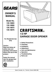 Craftsman Sears 139.18875 Manuel Du Propriétaire