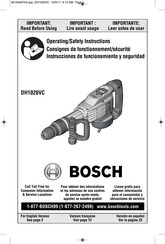 Bosch DH1020VC Consignes De Fonctionnement/Sécurité