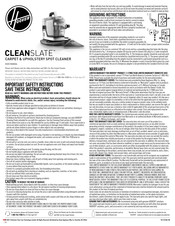 Hoover CLEANSLATE Guide D'utilisation