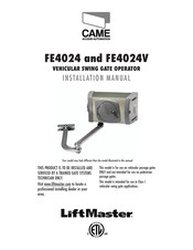CAME FE4024V Instructions D'installation
