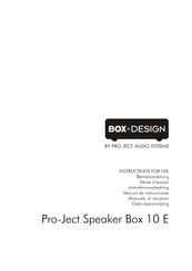 Pro-Ject Audio Systems Box Design 10 E Mode D'emploi