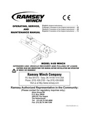 Ramsey Winch H-89 Manuel D'utilisation, D'entretien Et De Maintenance