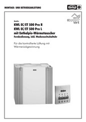 Helios KWL EC 500 Pro R Notice De Montage Et D'utilisation