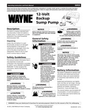 Wayne ESP25 Instructions D'utilisation Et Manuel De Pièces