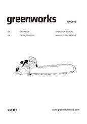 GreenWorks 2000600 Manuel D'opérateur