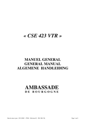 Ambassade de Bourgogne CSE 423 VTR Manuel General