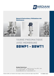 Bardiani Valvole BBWP1 Manuel D'instructions, D'utilisation Et De Maintenance