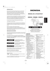 Honda GX670 Manuel De L'utilisateur