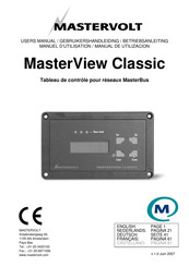 Mastervolt MasterView Classic Manuel D'installation Et D'utilisation