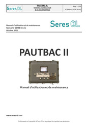 Seres OL PAUTBAC II Manuel D'utilisation Et De Maintenance