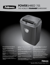 Fellowes The World's Toughest Shredders Powershred 70S Mode D'emploi