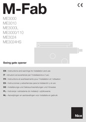 Nice M-Fab ME3010 Instructions Et Avertissements Pour L'installation Et L'utilisation