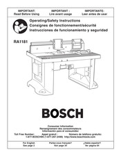 Bosch RA1181 Consignes De Fonctionnement/Sécurité