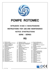 POMPE ROTOMEC RS Série Notice D'instructions