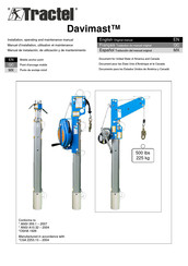 Tractel davimast Manuel D'installation, Utilisation Et Maintenance