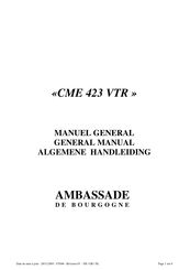 Ambassade de Bourgogne CME 423 VTR Manuel General