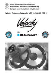 Blaupunkt Velocity VCS 15 Instructions Pour L'installation Et L'utilisation