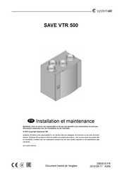 SystemAir SAVE VTR 500 Installation Et Maintenance