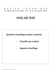 Baxi SOLAR WH 600 Notice Technique D'installation Et D'utilisation