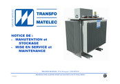 Matelec TRANSFO Notice De Mise En Service Et D'entretien