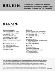 Belkin FireWire 800 ExpressCard Manuel De L'utilisateur