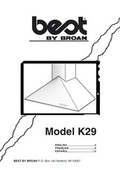Broan BEST K29 Manuel D'instructions
