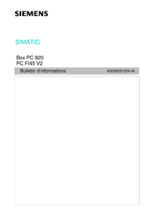 Siemens SIMATIC Box PC 820 Information Technique