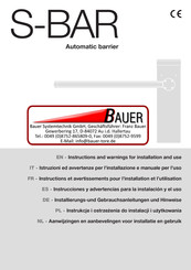 Bauer S-BAR Instructions Et Avertissements Pour L'installation Et L'utilisation