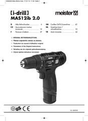 Meister i-drill MAS12ib 2.0 Traduction Du Manuel D'utilisation Original