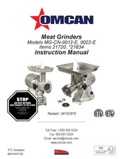 Omcan MG-CN-0012-E Manuel D'instructions