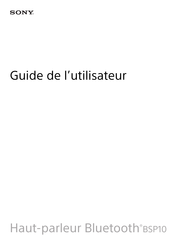 Sony BSP10 Guide De L'utilisateur