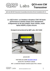 QRP Labs QCX-mini CW Mode D'emploi