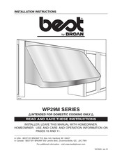 Broan Best WP29M Serie Instructions D'installation