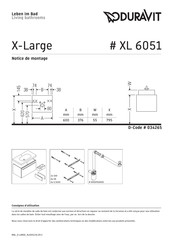 DURAVIT X-Large XL 6051 Notice De Montage