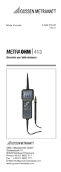 Gossen MetraWatt METRAOHM 413 Mode D'emploi