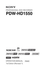 Sony PDW-HD1550 Manuel D'utilisation