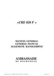 Ambassade de Bourgogne CRE 020 F Manuel D'installation