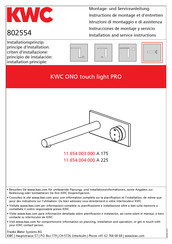 KWC ONO touch light PRO 11.654.004.000 Instructions De Montage Et D'entretien