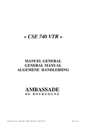 Ambassade de Bourgogne CSE 740 VTR Manuel General