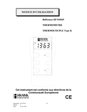 Hanna Instruments HI 935005 Notice D'utilisation