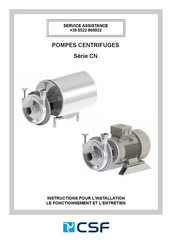 CSF Inox CN Serie Instructions D'installation, De Fonctionnement Et D'entretien