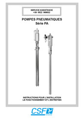 CSF Inox PA Serie Instructions D'installation, De Fonctionnement Et D'entretien